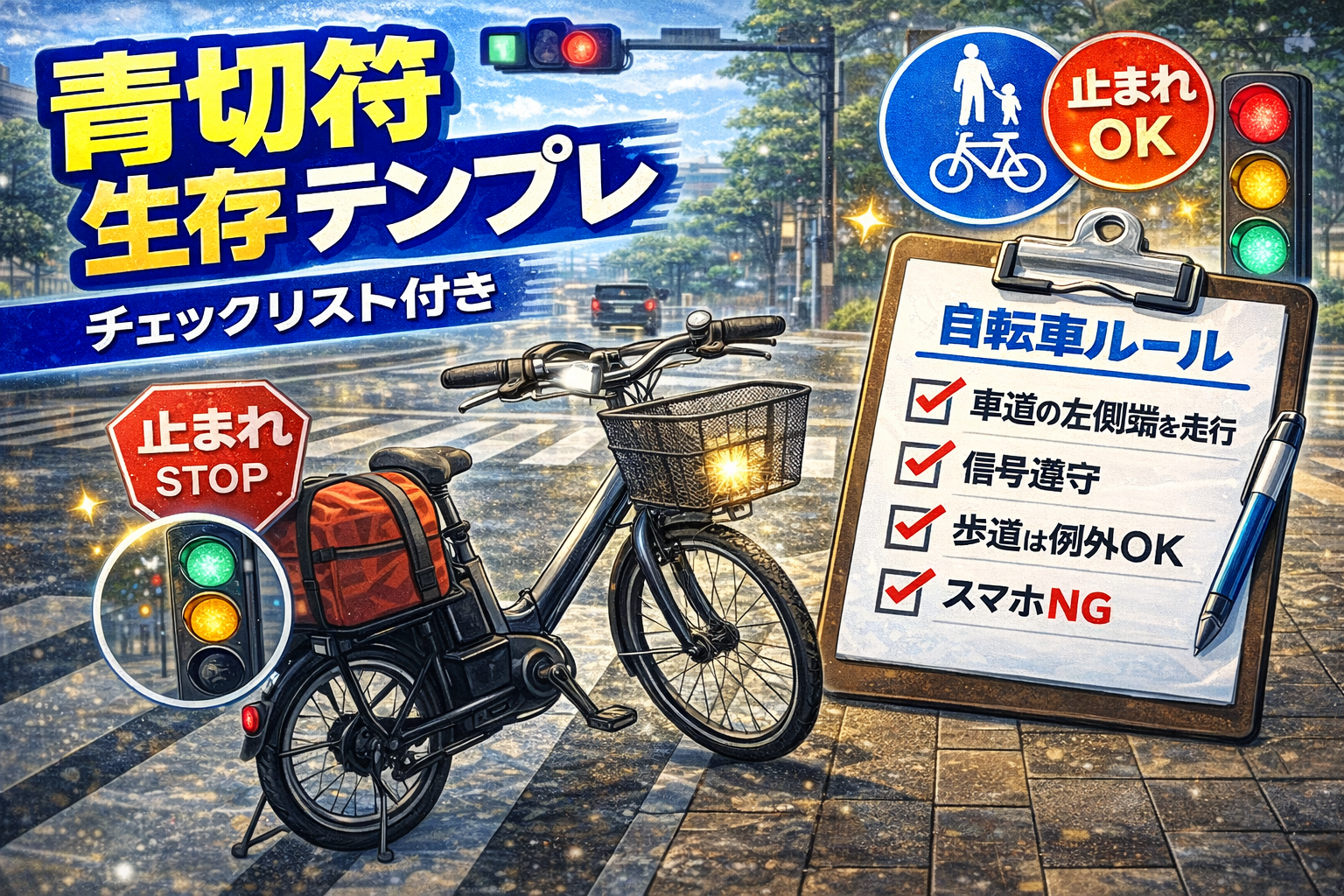 青切符時代に自転車で揉めないための走行ルールとチェックリストをまとめた総集編のイメージ