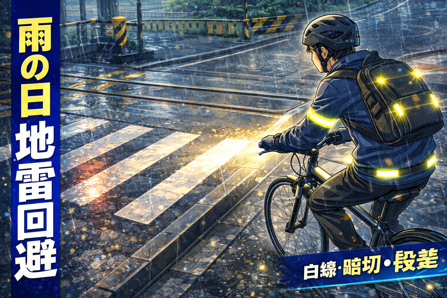 雨の日の白線・踏切・段差を回避する自転車安全テンプレ（青切符時代の基本）