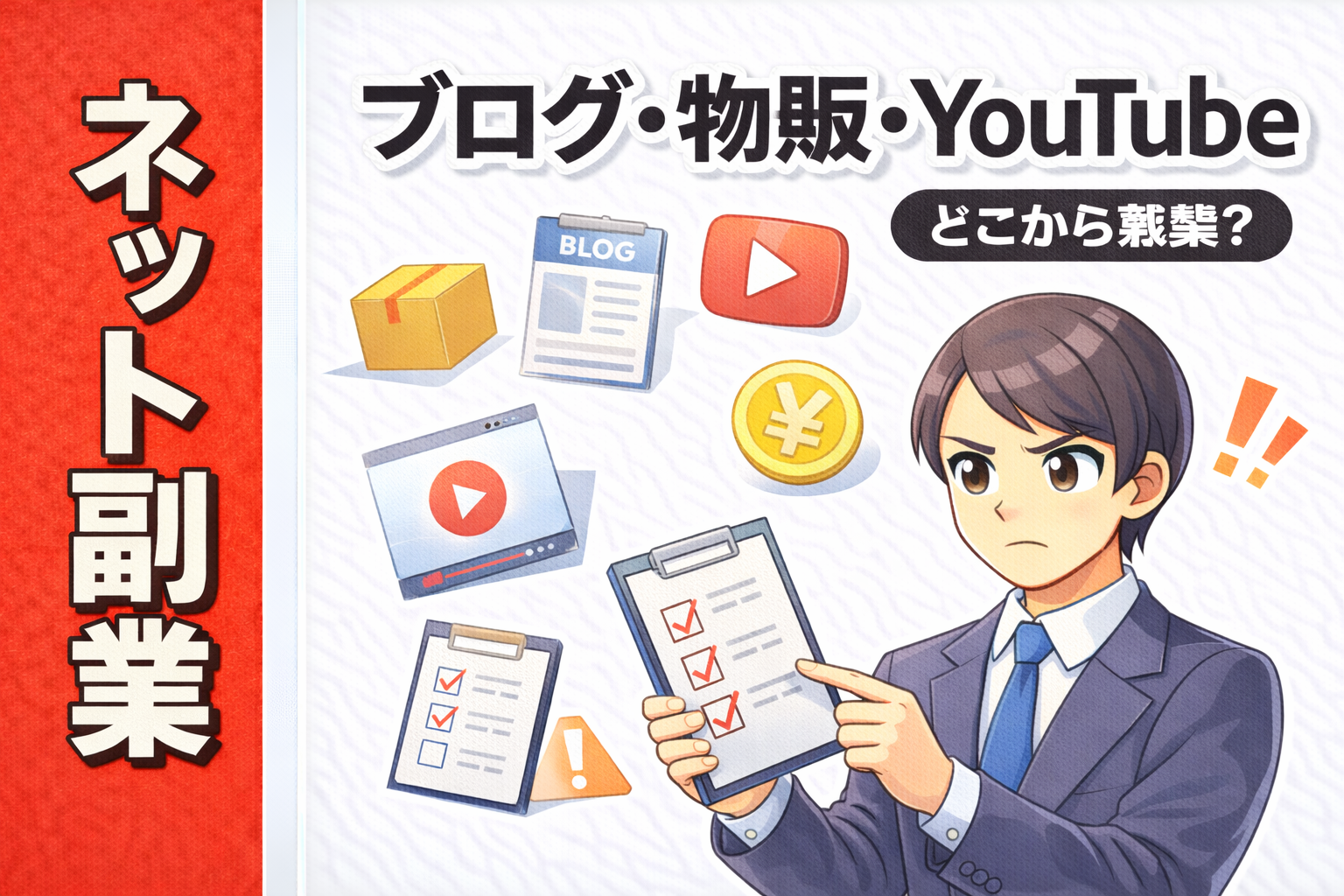 公務員のせどり・物販・ブログ・YouTube収益がどこから兼業扱いになりやすいかを整理する記事のサムネイル