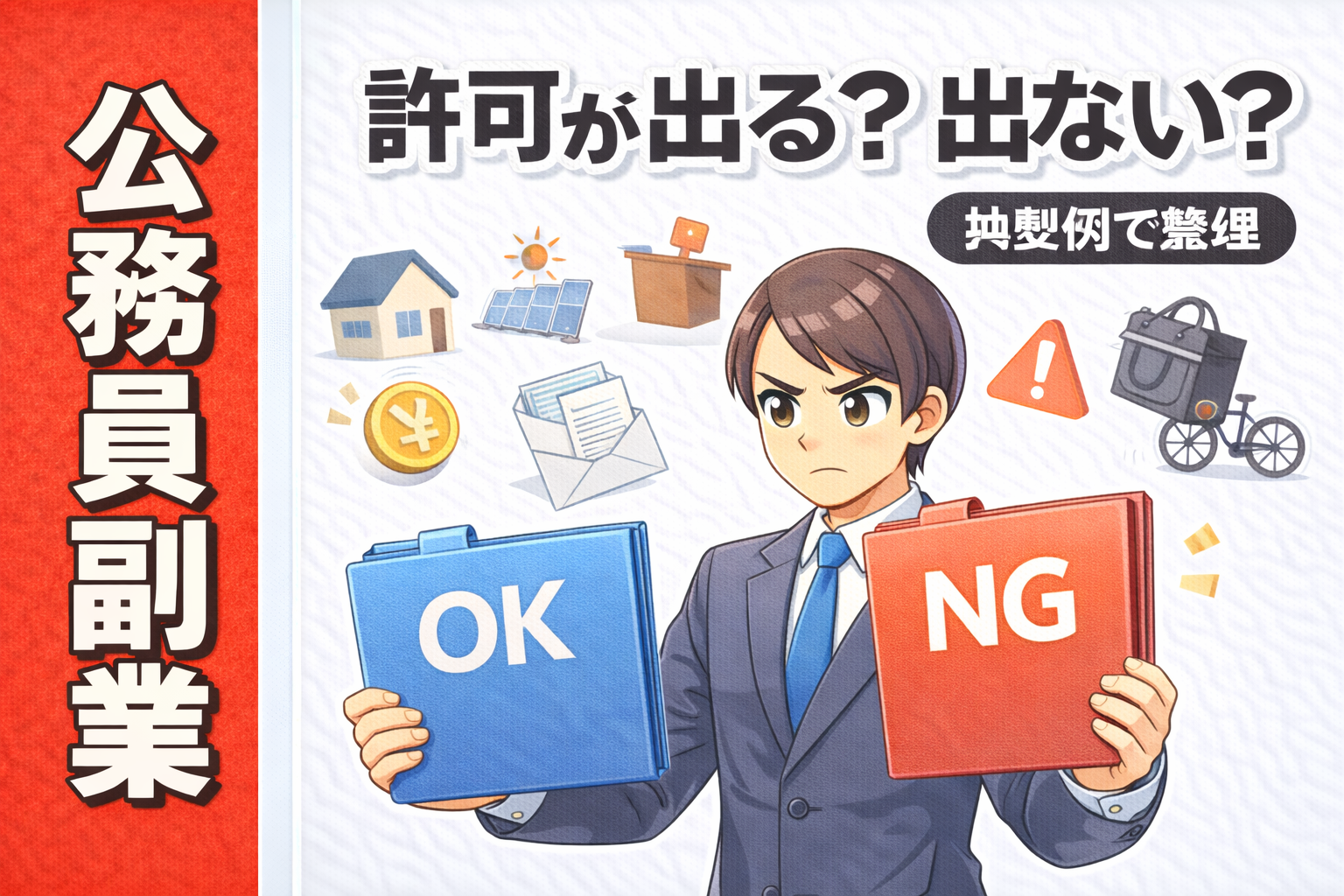 公務員副業で許可が出やすいケースと出にくいケースを典型例で整理する記事のサムネイル