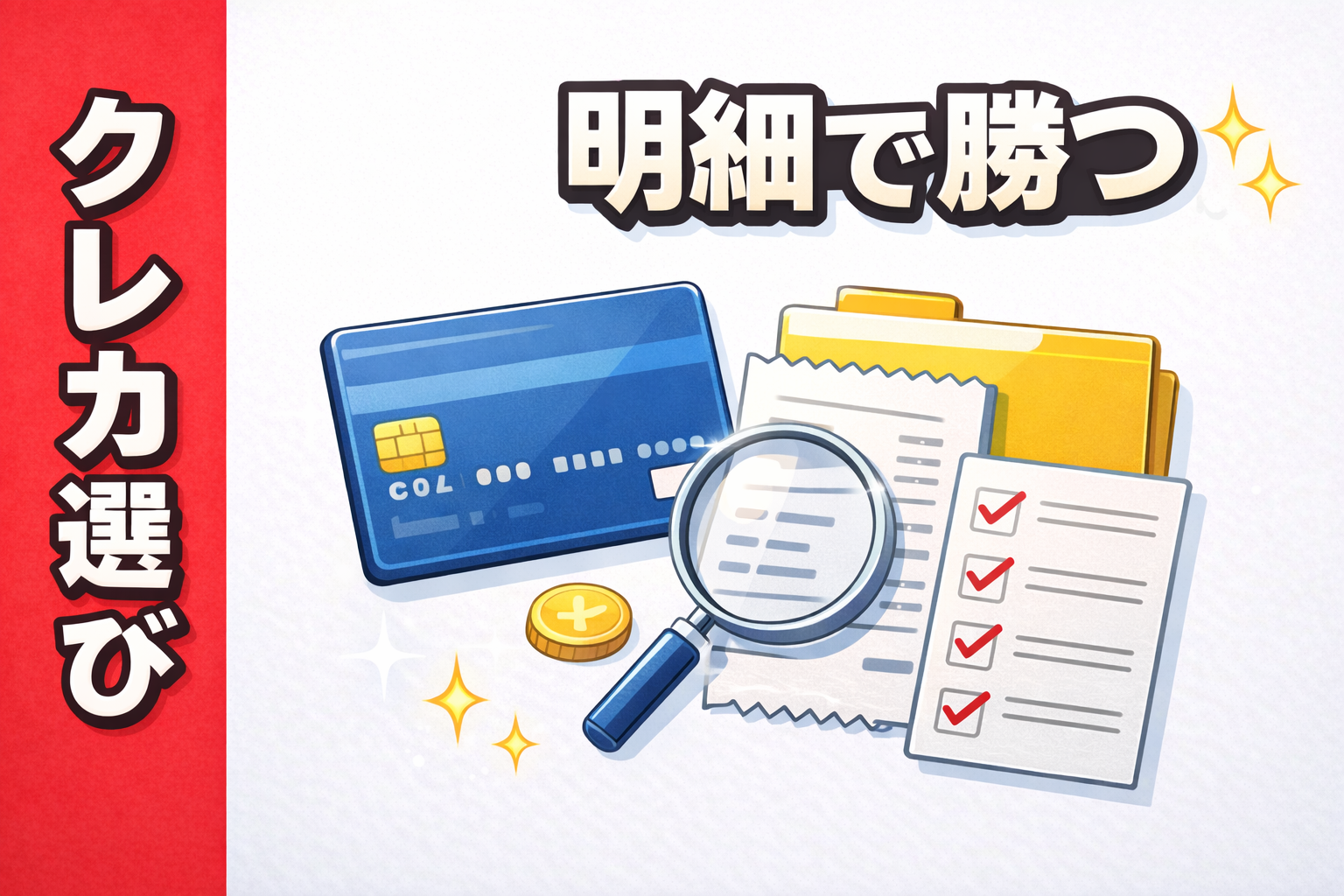事業用クレジットカードを明細と管理のしやすさで選び、チェックリストで整理しているイメージ