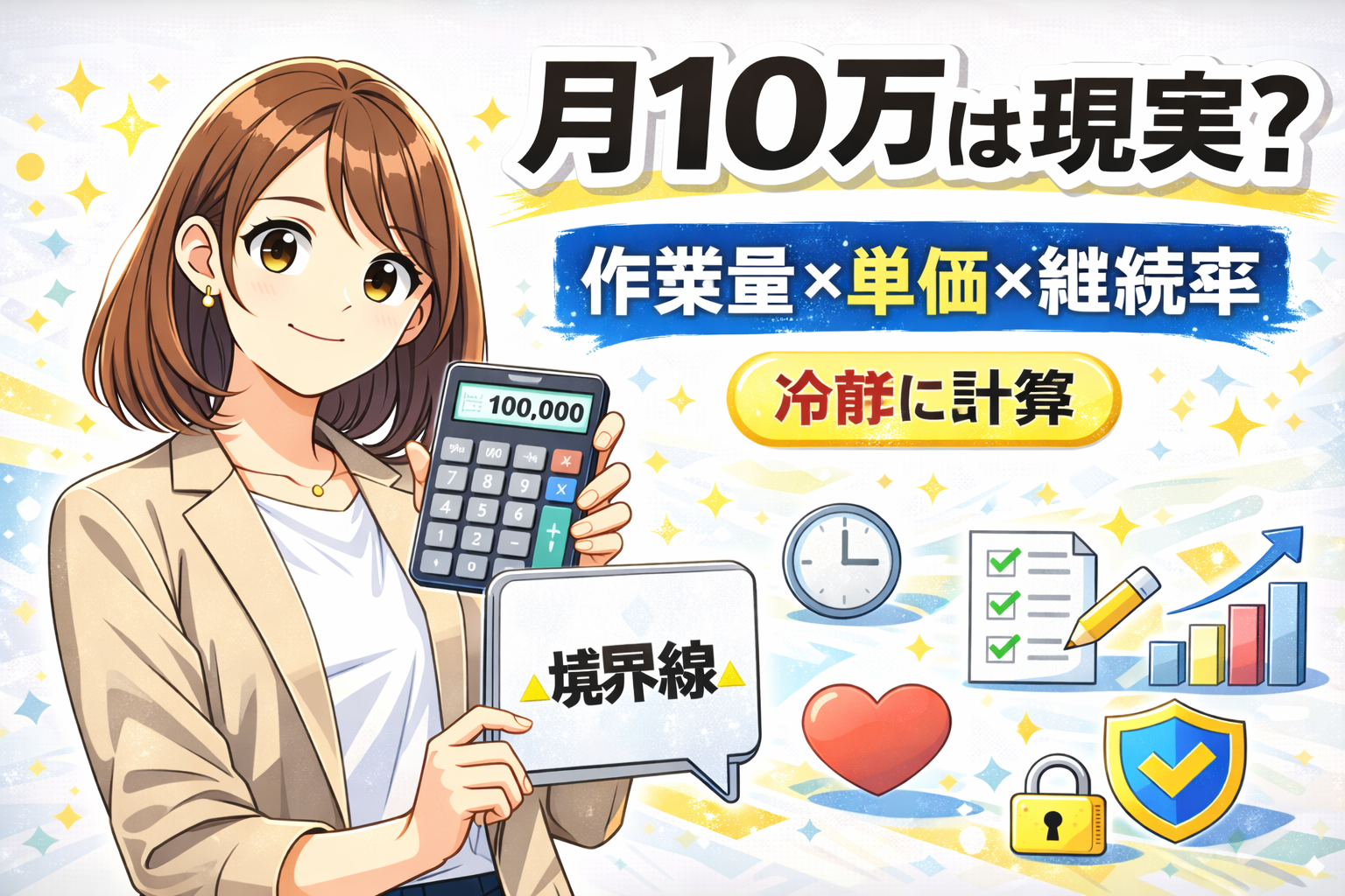 メールレディで月10万円を目指す現実を作業量・単価・継続率で計算する記事のサムネイル