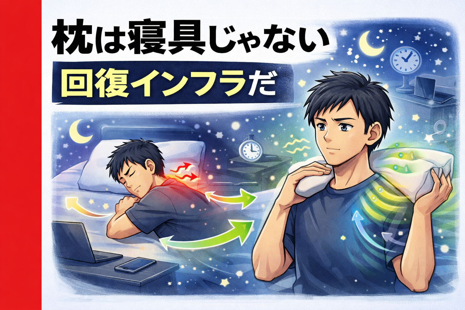 枕は寝具じゃない回復インフラだ｜副業を続けるために睡眠環境を見直す男性のイメージ