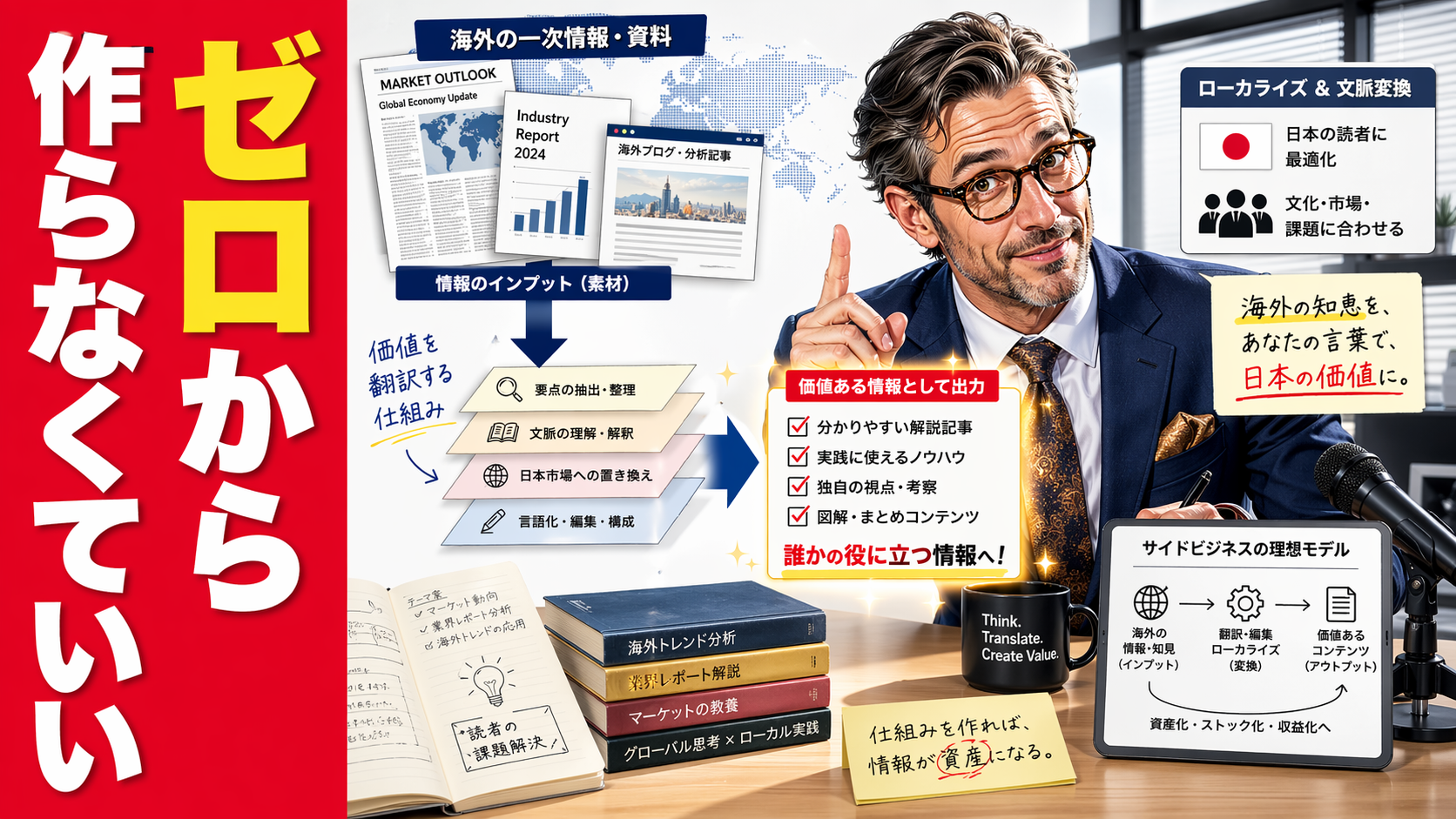 副業はゼロから作らなくていいという発想を価値の翻訳者モデルで解説する副業研究所第3話のサムネイル