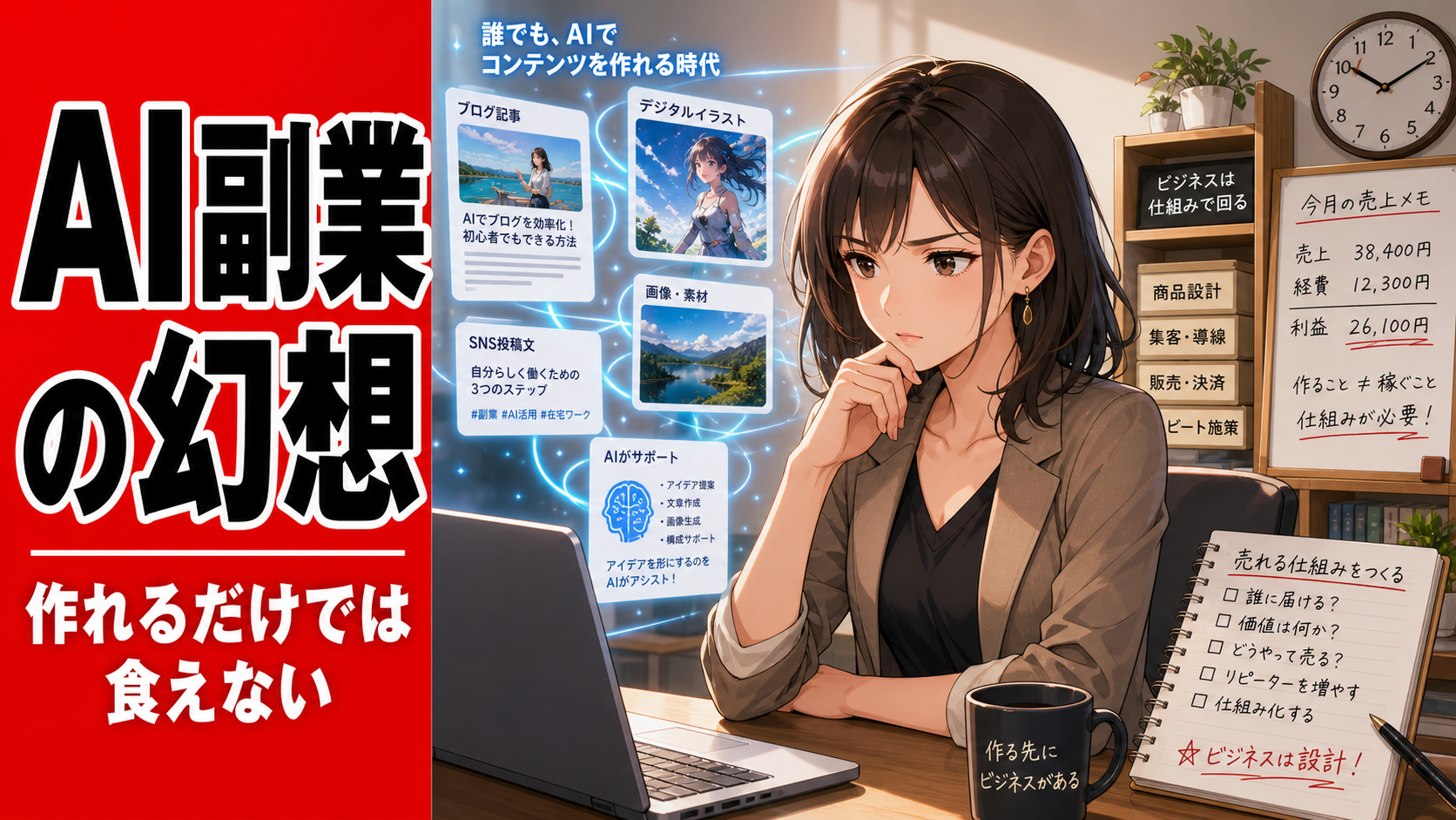 AI副業の幻想と商売の現実を考える副業研究ラボ第1話のアイキャッチ